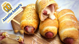 بريتزل دوج ( لفائف الهوت دوج ) بعجينه  قطنيه تنافس Auntie Anne’s