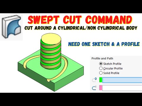 Swept Cut Command in Solid works || CAD/CAM Tutor || Cylindrical/Flat Surface Sweep Cut || COGNITION