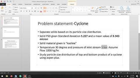 Aspen Plus, Solids, Cyclone, Particle Size Distribution.