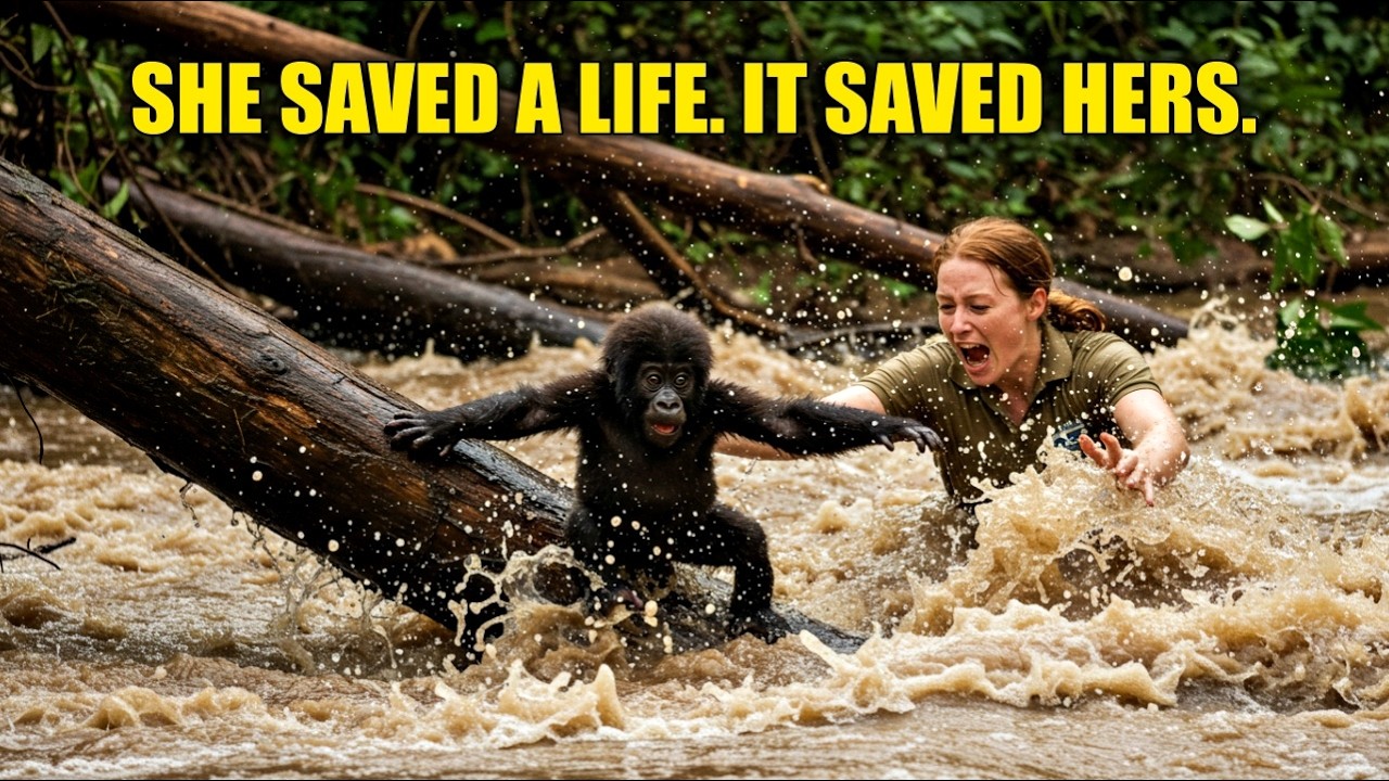 Woman saves baby gorilla from drowning — What happened next was shocking!