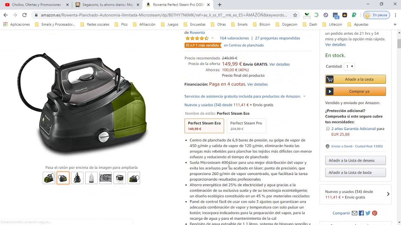 👕 ¡Ofertón Amazon! Centro de Planchado Rowenta Perfect Steam Pro ¡40% DTO!  Opiniones | Descuentos 👕 - YouTube