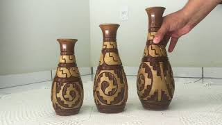 vasos de cerâmica decorativo marajoara sala - prato com bolas, cumbucas.