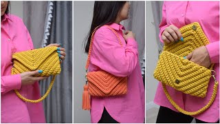 Easy crochet pattern The most unusual and beautiful clutch bag made of 1 skein of yarn