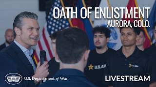 LIVE: SecWar administers the oath of enlistment to recruits at Buckley Space Force Base in Colorado.