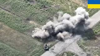 Ukrainian troops blow up Russian tank using attack drones in huge explosion / 2022 HD