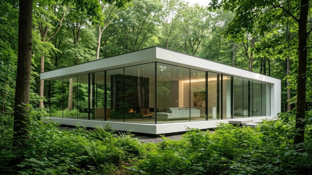 Glass Walls & Nature Views | Single-Story Modern Minimalist House in ...