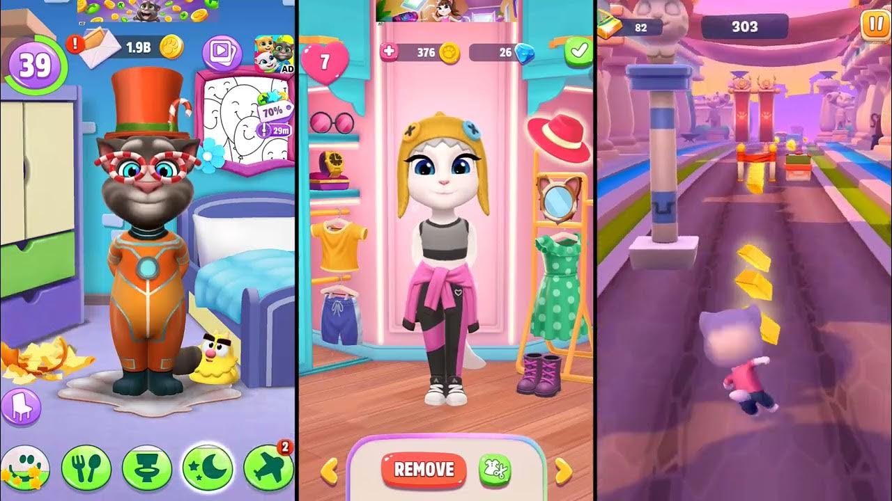 My Talking Tom 2 Vs My Talking Angela 2 Vs Talking Tom Gold Run 2 Gameplay  2022 - Youtube