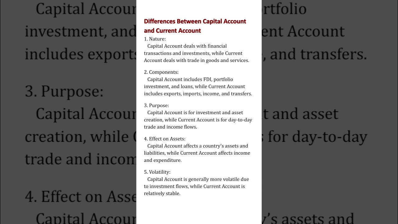 Difference between capital account and current account 