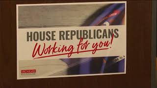 Michigan House Speaker Matt Hall holds a press conference on policy initiatives