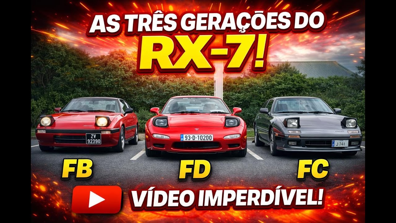 O sonho de todo Gearhead : todas as gerações do Mazda RX-7 no mesmo vídeo