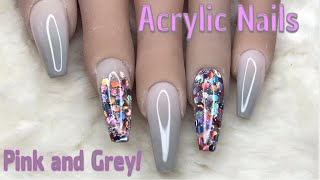 Pink and Grey Ombre | Acrylic Nails | Nail Sugar