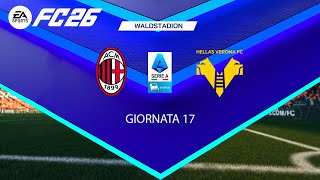FC 26 - AC MILAN vs. HELLAS VERONA | Serie A 2025/26 Speeldag 16 – Realistische simulatie. Wie wint?