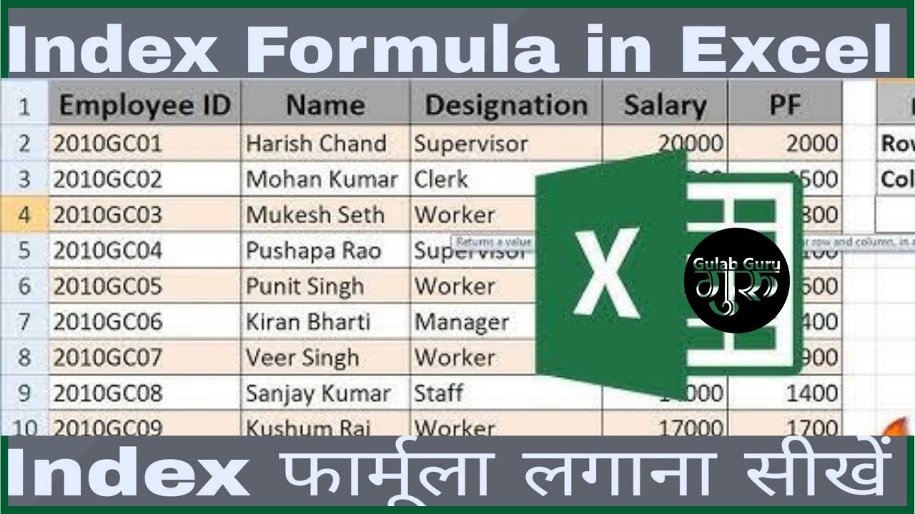 Index formula in excel | Index function in excel | Microsoft Excel ...