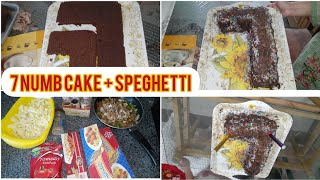 My son 7th birthday.7 numb homemade cake,chicken speghetti recipe