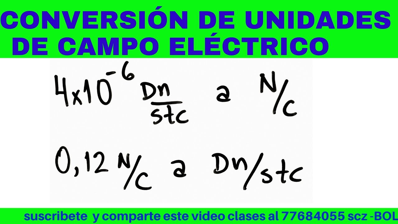 UNIDADES DE CAMPO ELÉCTRICO CONVERSIÓN. N/C a Dn/stc YouTube UNIDADES DE CAMPO ELÉCTRICO CONVERSIÓN. N/C a Dn/stc YouTube