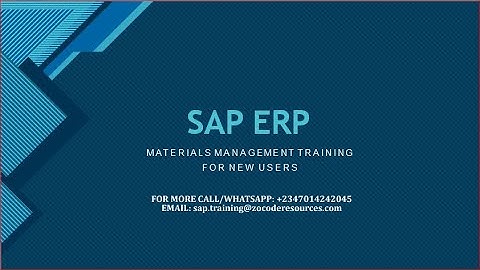 SAP ERP Materials Management (MM) Training for New Users