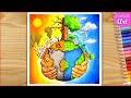 How to draw earth day poster drawing  save earth save environment drawing
