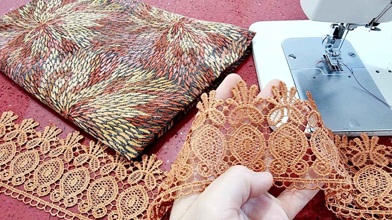 صدر دشداشة مع دانتيل / beautiful neck design with lace/ size L