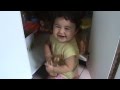 Funny baby fatin hiding to eat snacks 