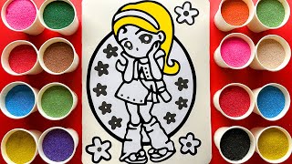 Sand painting Girl with color sand