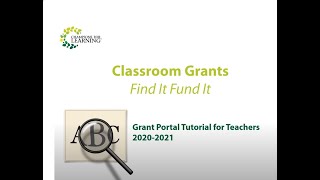 2020-21 Classroom Grants Tutorial