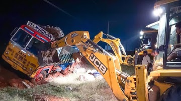 TATA Lorry Accident and Ashok Leyland Lorry Stuck in Mud Rescue by Mahindra and JCB 3DX Machine