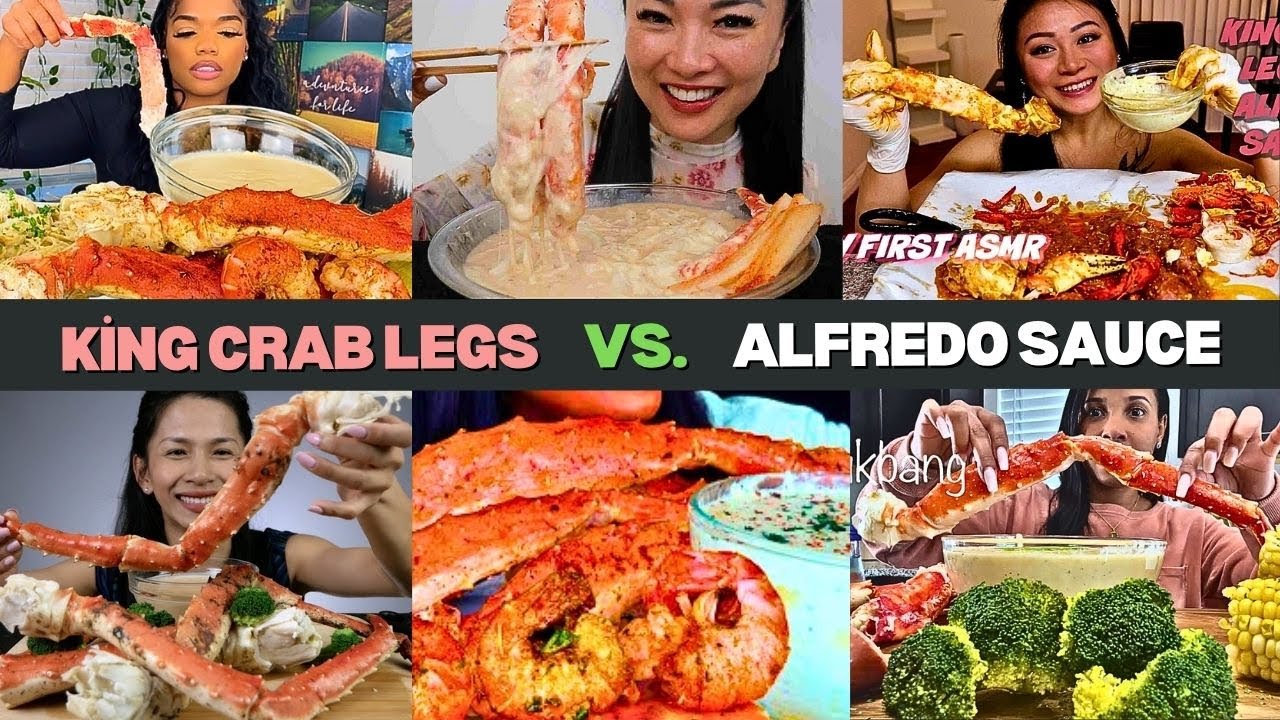 🦀🤍 Cream-Drenched KING CRAB LEGS ✨🥛 ALFREDO SAUCE DIP Insanely Satisfying Seafood Boil Mukbang