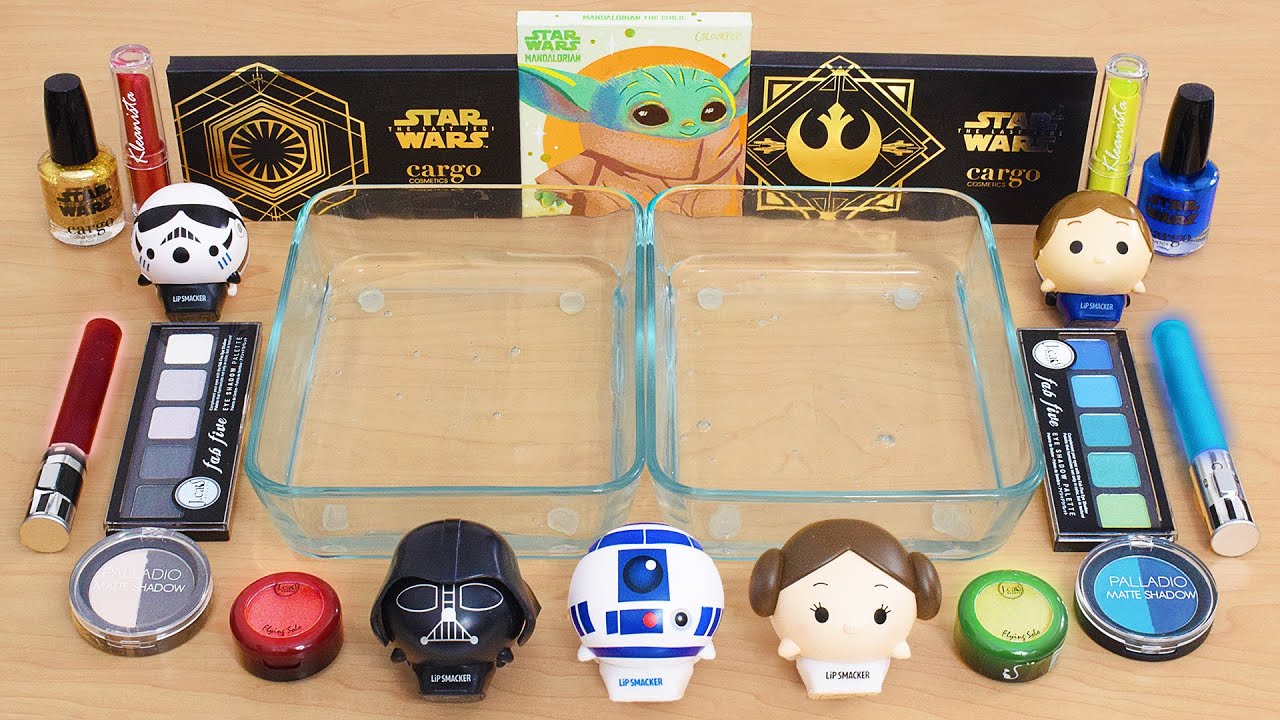 Star Wars Dark Side vs Light Side - Mixing Makeup Eyeshadow Into Slime ASMR