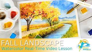 Fall Landscape | Real-Time Realistic Watercolor Lesson for Beginners