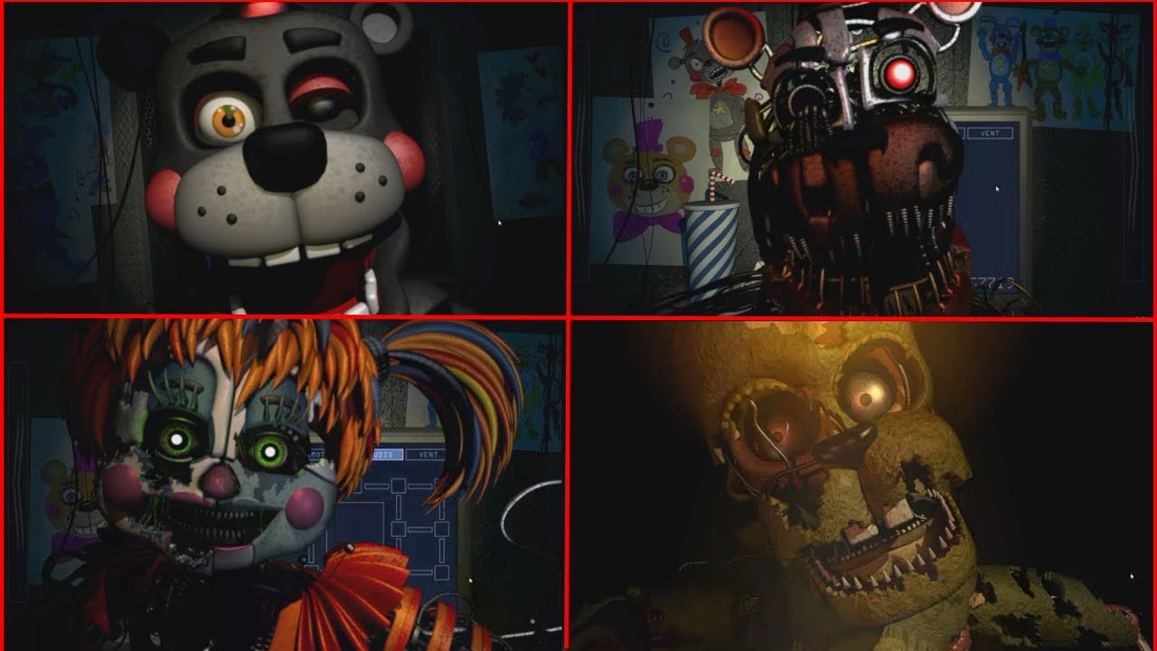 Five Nights at Freddy's 6: ALL JUMPSCARES (FNaF Pizzeria Simulator) - ...