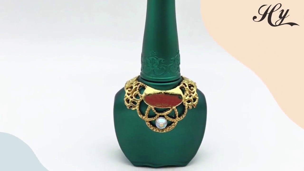 Custom Wholesale Colorful Crown Glass Empty Gel Nail Polish Bottles Cap With Flat Brush