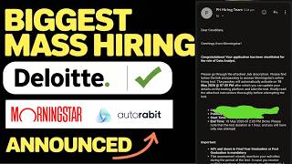 Morningstar & Autorabit Sending Assessment Emails | Deloitte New Hiring Announced For Freshers