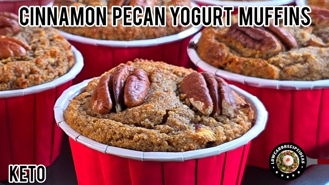 Keto Cinnamon Pecan Yogurt Muffins | Quick & Easy | Soft & Fluffy | Smell & Taste Heavenly!