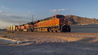 Westbound BNSF Colorful Stack Train Rolls Through Riverside, CA 