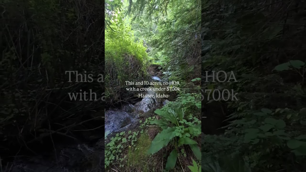 This and 10 acres, no HOA with a creek under $700,000 in Hauser, Idaho