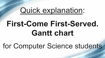 Quick explanation: First-come first-served (FCFS). Gantt chart.