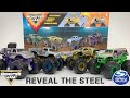 SPIN MASTER MONSTER JAM REVEAL THE STEEL 4-PACK REVIEW!