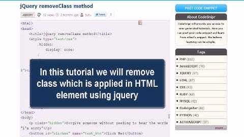 JQUERY Tutorial : jQuery removeClass method