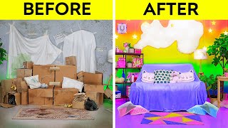 EXTREME ROOM MAKEOVER CHALLENGE || Cheap VS Expensive! We Built Decor Crafts By 123 GO! TRENDS screenshot 5