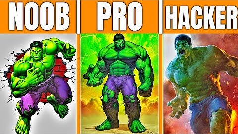 Pixel art (NOOB vs PRO vs HACKER) "Hulk" in Minecraft