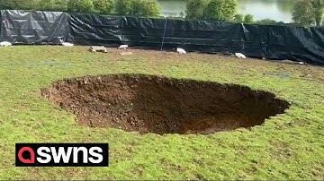 Huge sinkhole opens up above a tunnel built for the HS2 high speed rail line | SWNS