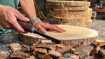 What This Young Guy Did with Tree Logs to Make Beautiful Table - Let see