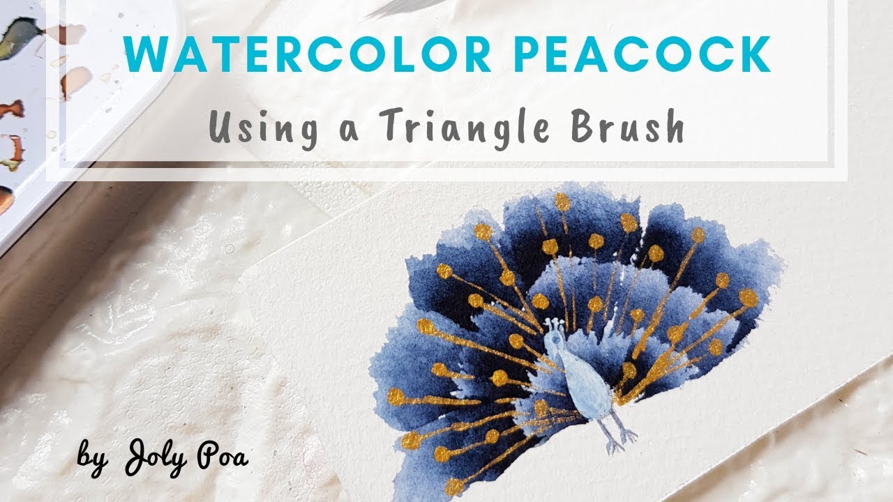 Watercolor Peacock Using Triangle Brush