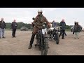 Old veteran motorcycles prepare and start up for the 2024 Pioneer Run.