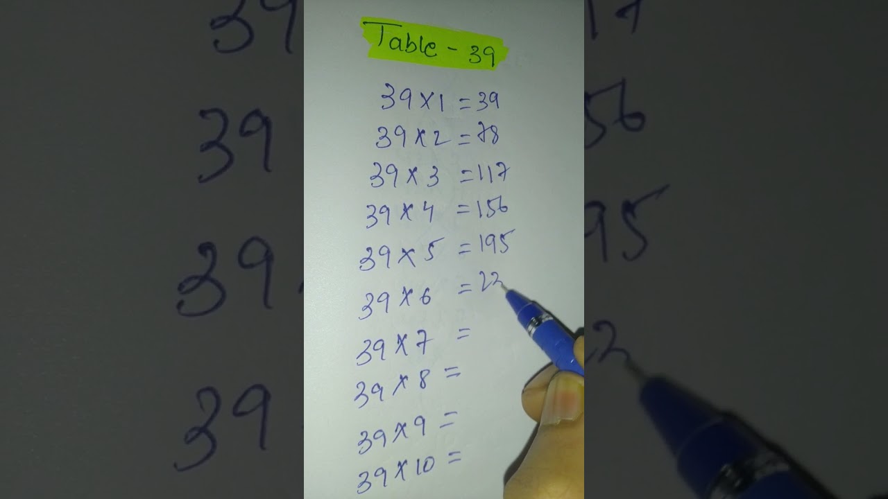 39x1=39 | 39 Times Table - Learn Table of 39