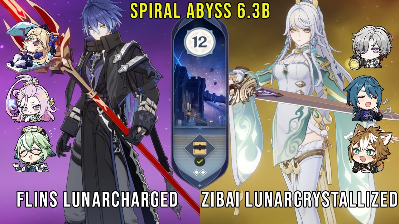 F2P C0 Flins Lunarcharged and C0 Zibai Lunarcrystallized | Genshin Impact Abyss 6.3b Floor 12 9 Star