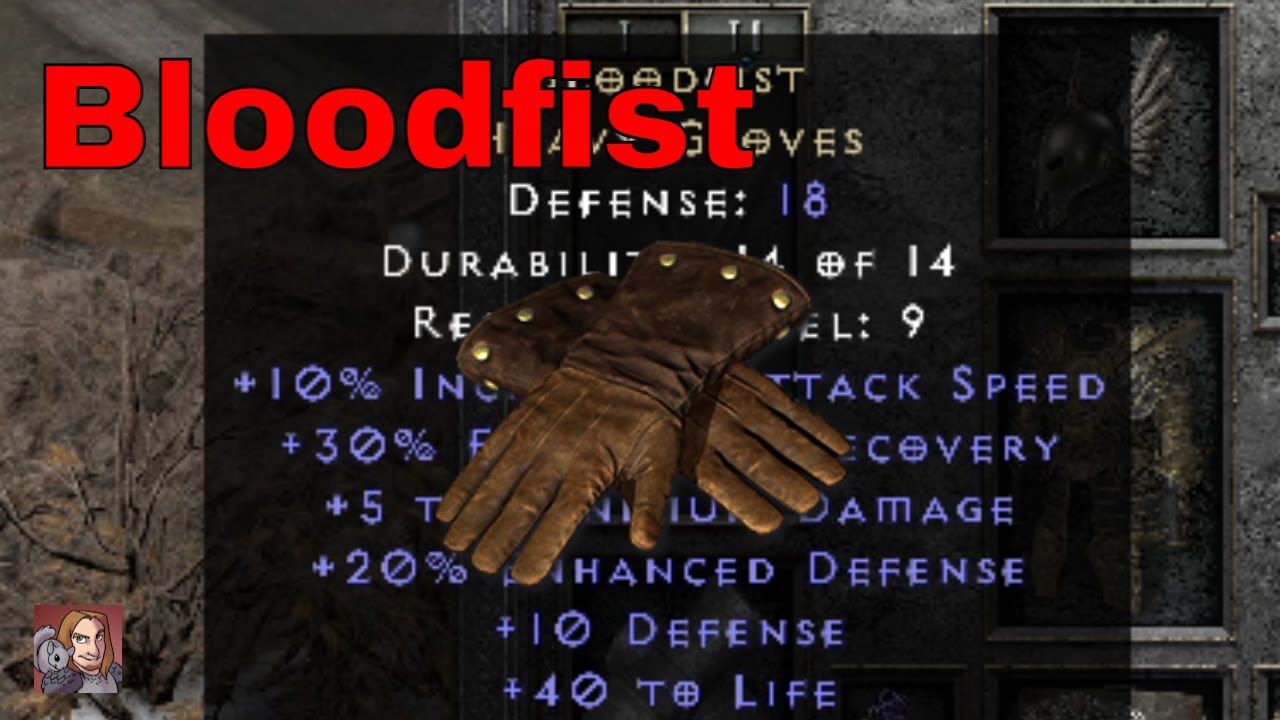 D2R Unique Items Bloodfist (Heavy Gloves) YouTube