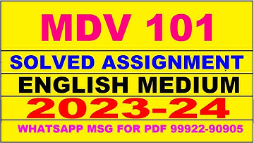 mdv 101 solved assignment 2023-24 | mdv 101 solved assignment in english 2024 | mdv 101 2024