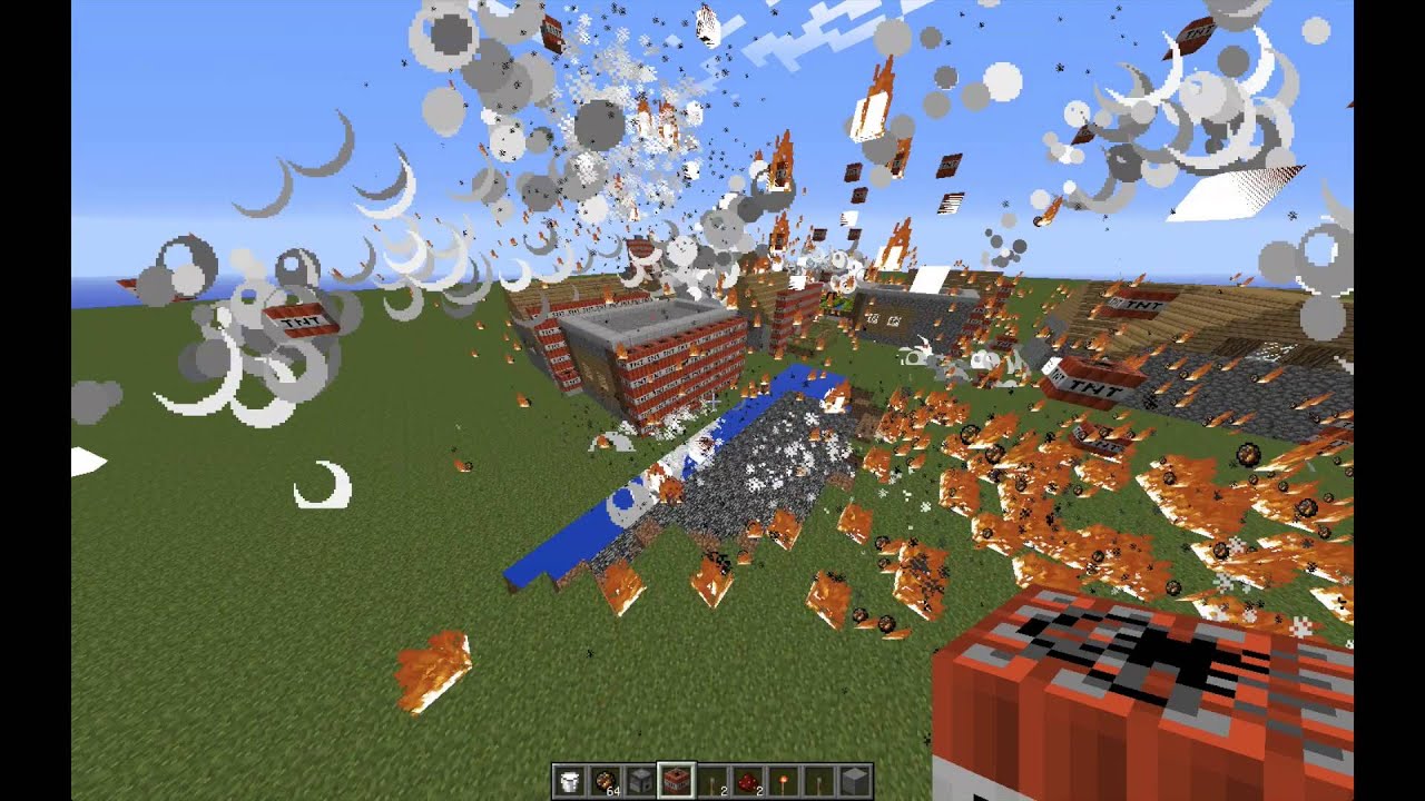 Minecraft ファイヤーチャージとtntで村を襲撃 落ちあり Youtube