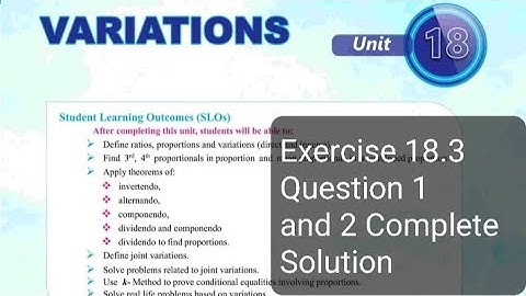 Exercise 18.3 Unit 18 Part 1 Variation New Mathematics Book